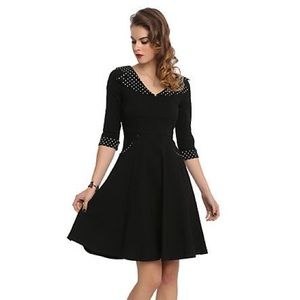 Black polka dot RONA Hell Bunny 50s 60s dress